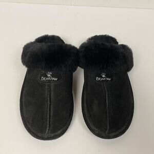 Bearpaw Loki II Womens Size 8 Black Casual Comfort Slide On Slippers Shoes